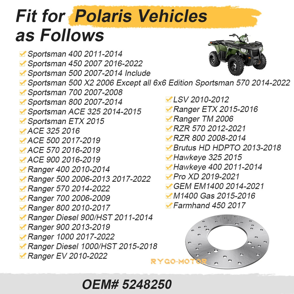Rear Brake Disc Rotor for Polaris Sportsman 400 450 500 570 700 800 (2000–2023)