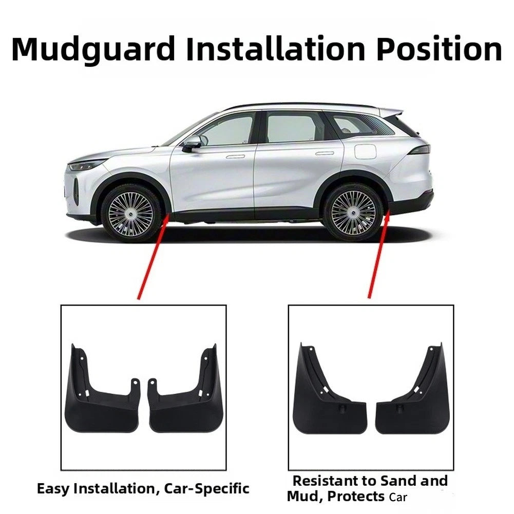 For Tiggo 9 PHEV 2026 Specific Fit Mud Flaps Guards Dark Gray PP TPE Material