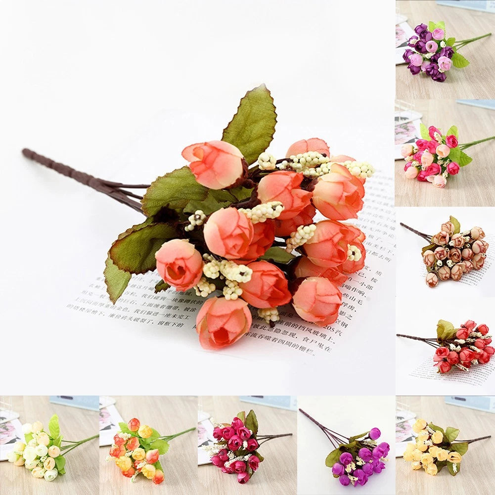 15 Heads Small Bud Roses for Decor and Photo Props