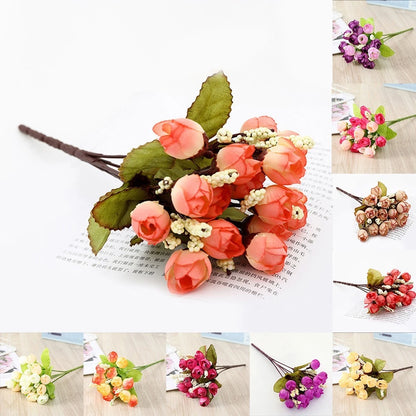 15 Heads Small Bud Roses for Decor and Photo Props