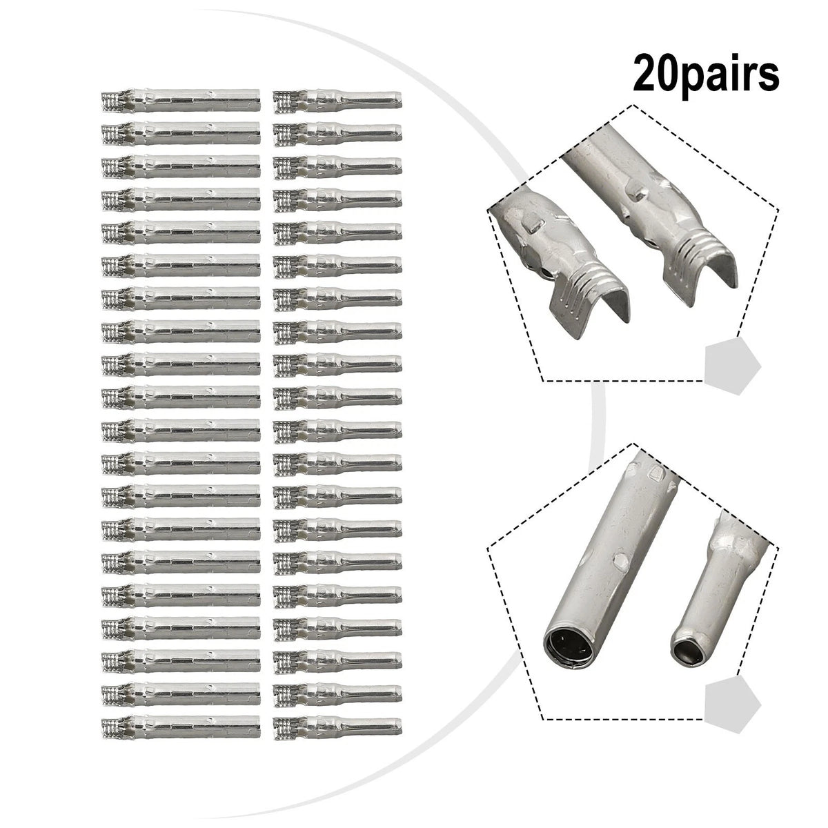 20 Pairs Metal Core Solar Connector Pins for