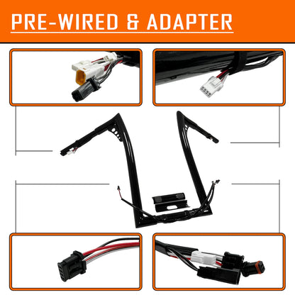 12" Prewired Drilled Handlebar for Harley Road King FLHR FLHRC (2016–2023)