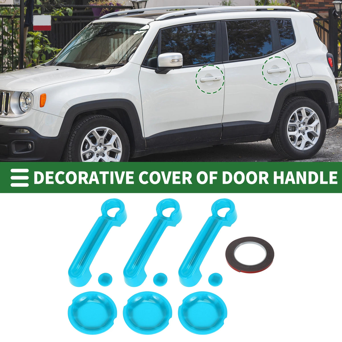 Set of 2 Exterior Door Handle Covers for Jeep Wrangler JK (2007–2018) - ABS Light Blue