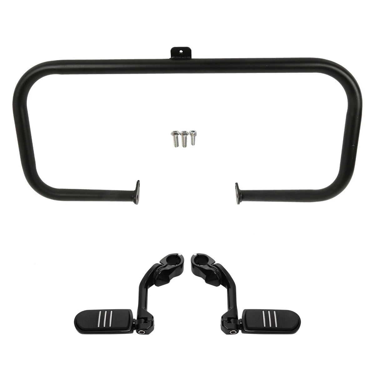 Engine Guard Highway Bar with Long Angled Footpegs for Harley Touring (1997–2008)