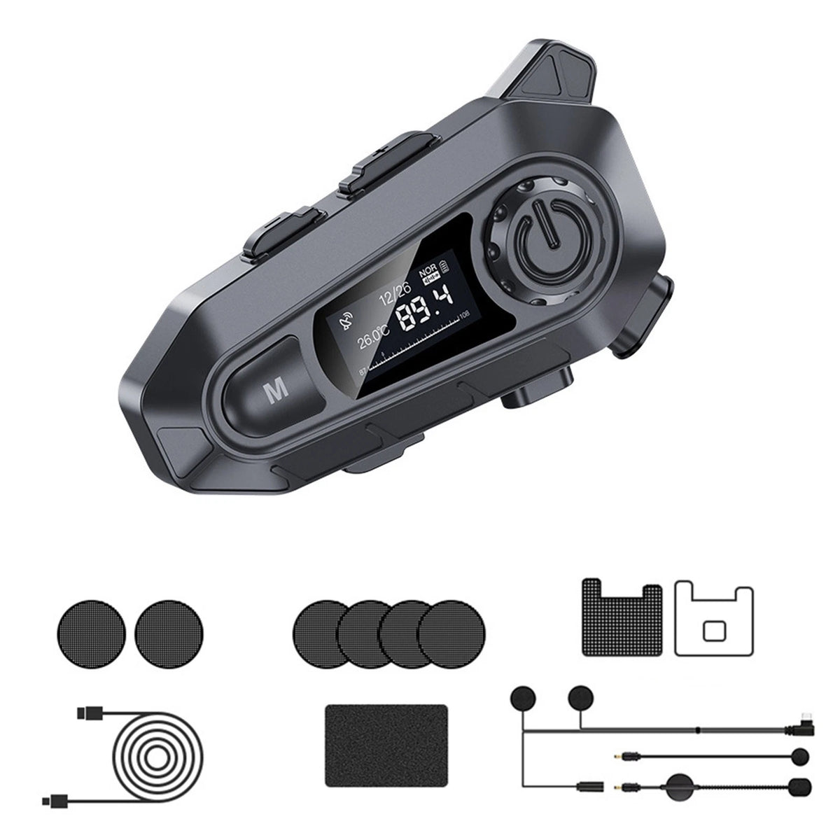 Bluetooth 5.4 Motorcycle Helmet Headset with Type-C Charging Port
