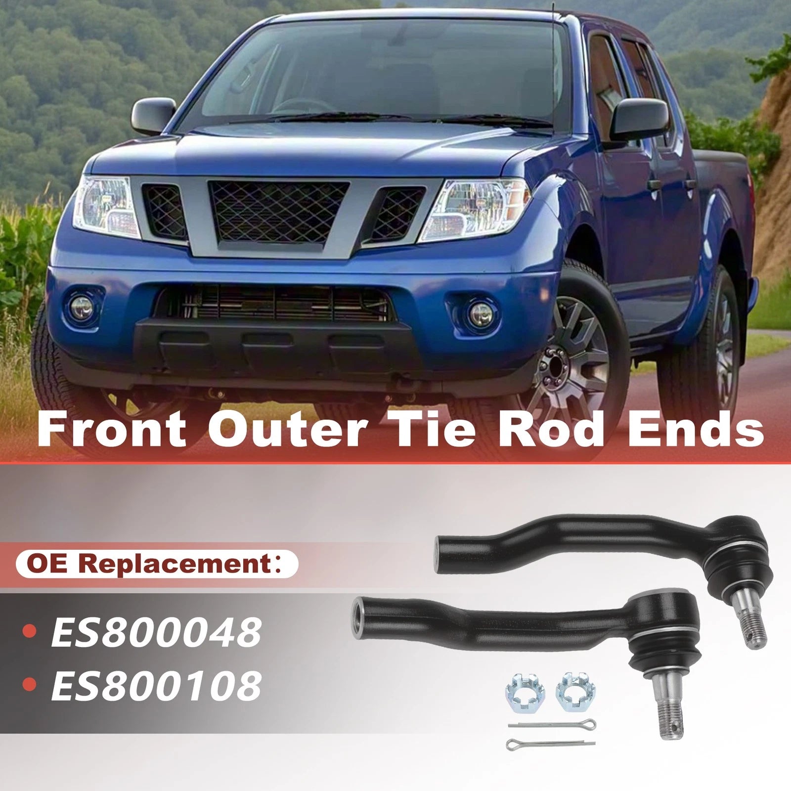 2Pcs Front Outer Tie Rod Ends for Nissan Frontier Pathfinder Xterra (2005–2012)