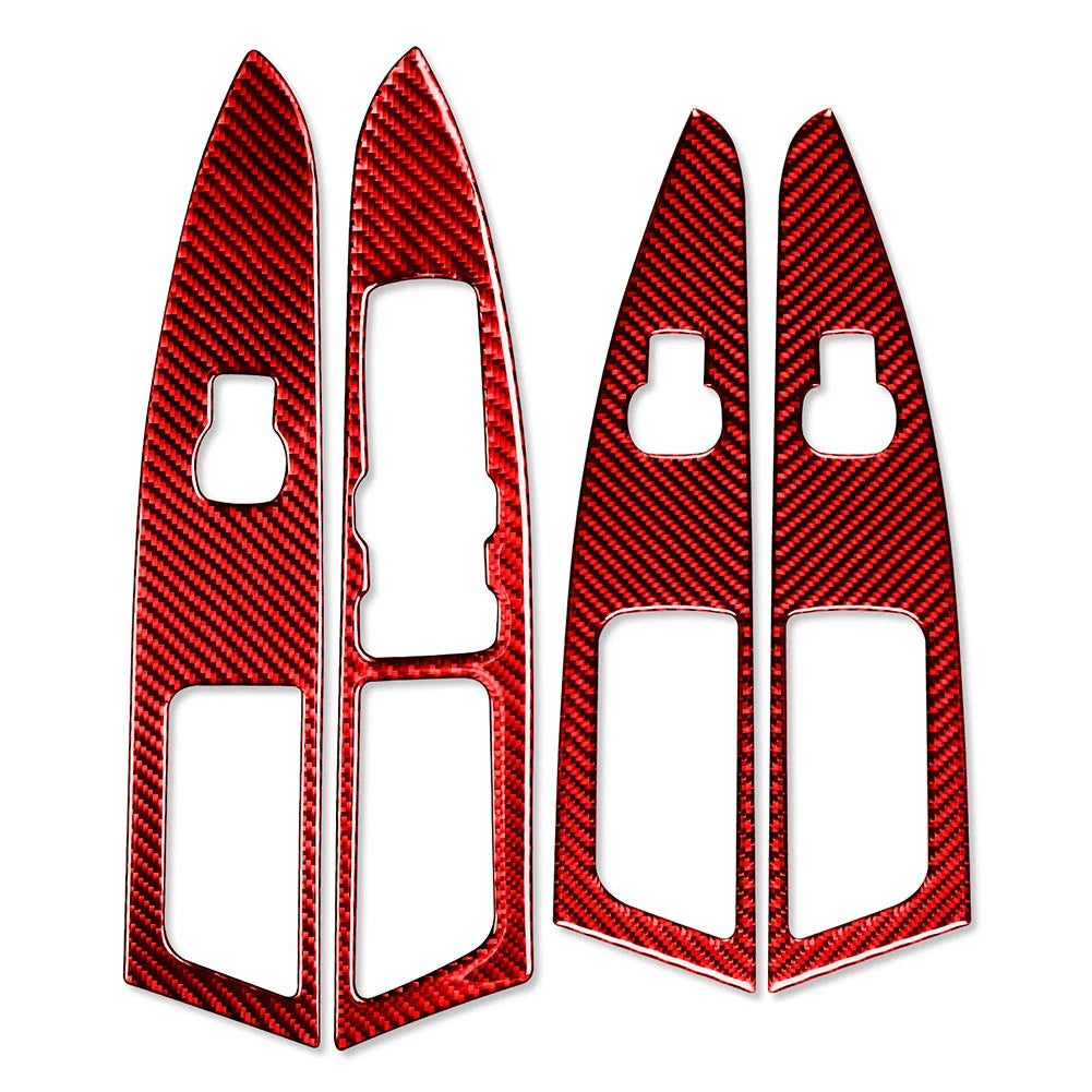 Window Lift Panel Switch Cover Trim for Ford Mondeo (2018–2019) Carbon Fiber Red
