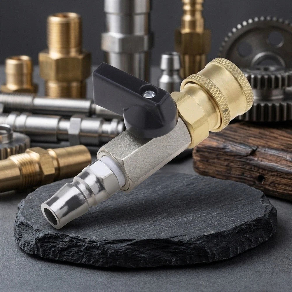 Brass Quick Coupler G1/4 with Ball Valve for Air Line Connections