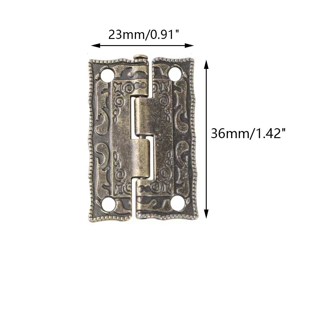 10Pcs Antique Embossing Butt Hinge for Door Window Cabinet (36x23mm)