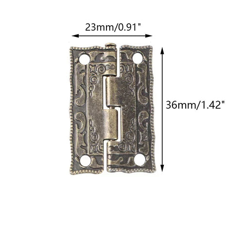 10Pcs Antique Embossing Butt Hinge for Door Window Cabinet (36x23mm)