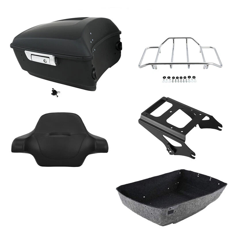 Matte Black Trunk Backrest Pad Rack for Harley Street Glide (2009–2013)