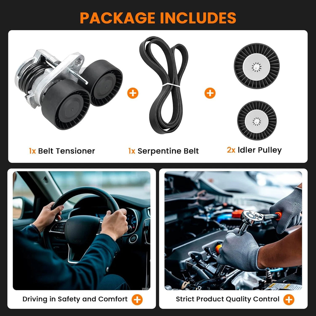 Belt Tensioner Assembly Drive Belt Kit for BMW 135i 335i X1 (2008–2013) 11287563927