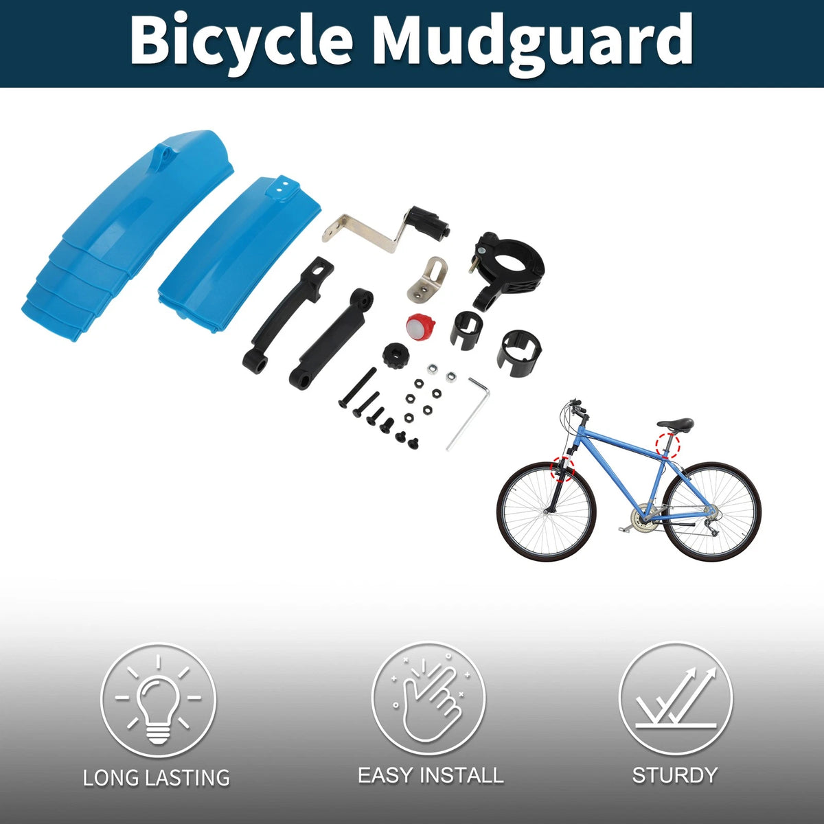 Mudguard Set Adjustable Front Rear for Road MTB Bicycle (12.60–18.11)