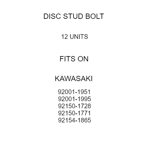Disc Stud Bolt Replacement for Kawasaki (1960–1980)