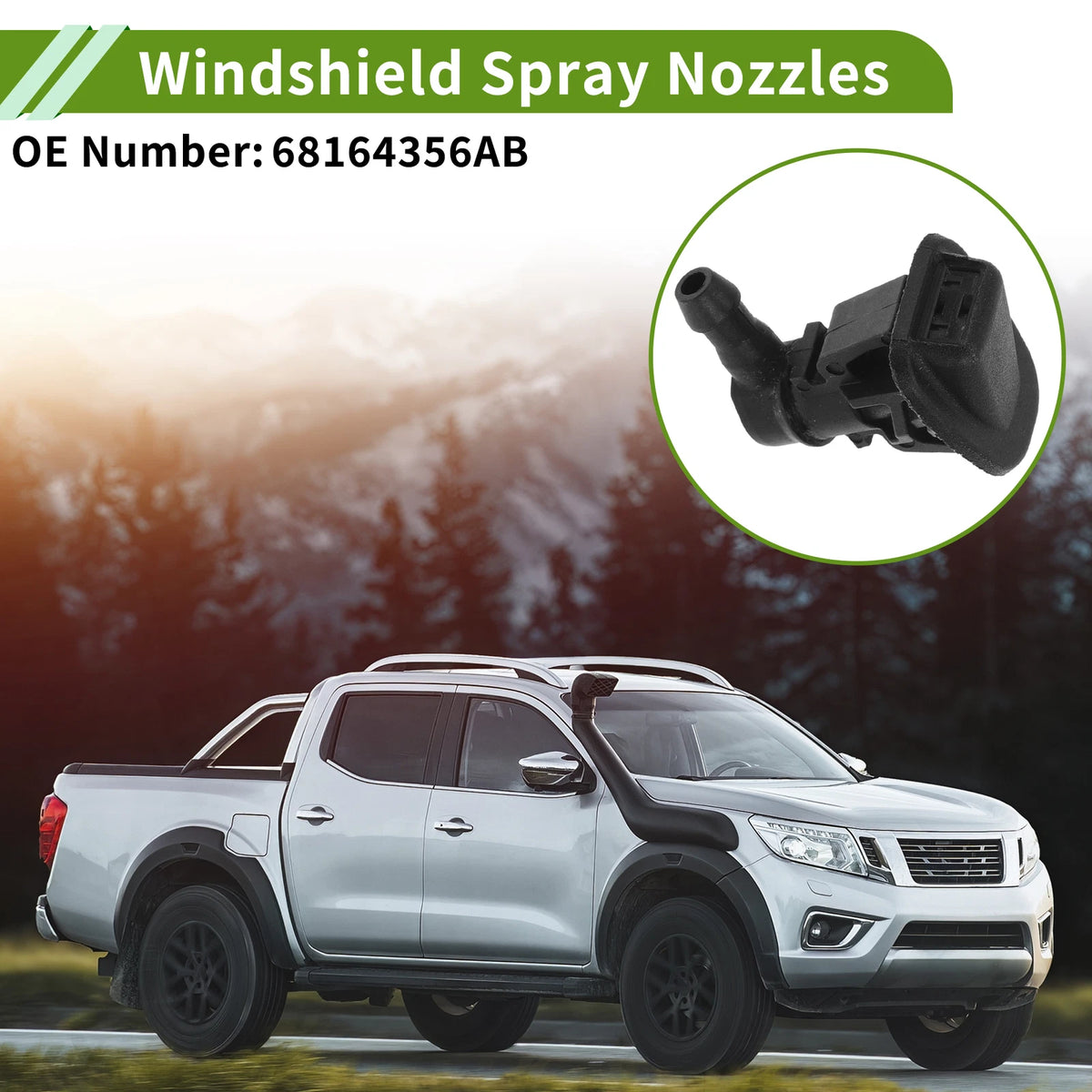Set of 2 Front Windshield Washer Nozzles for Jeep Wrangler (2013–2015) No.68164356AB