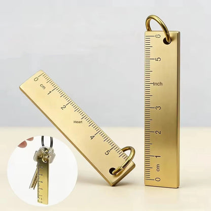 Set of 2 Engraved Brass Rulers 60mm Keychain Measuring Tool