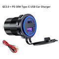 Cigarette Lighter Socket Type-C PD 30W Fast Charger Adapter for Universal Vehicles (12-24V)