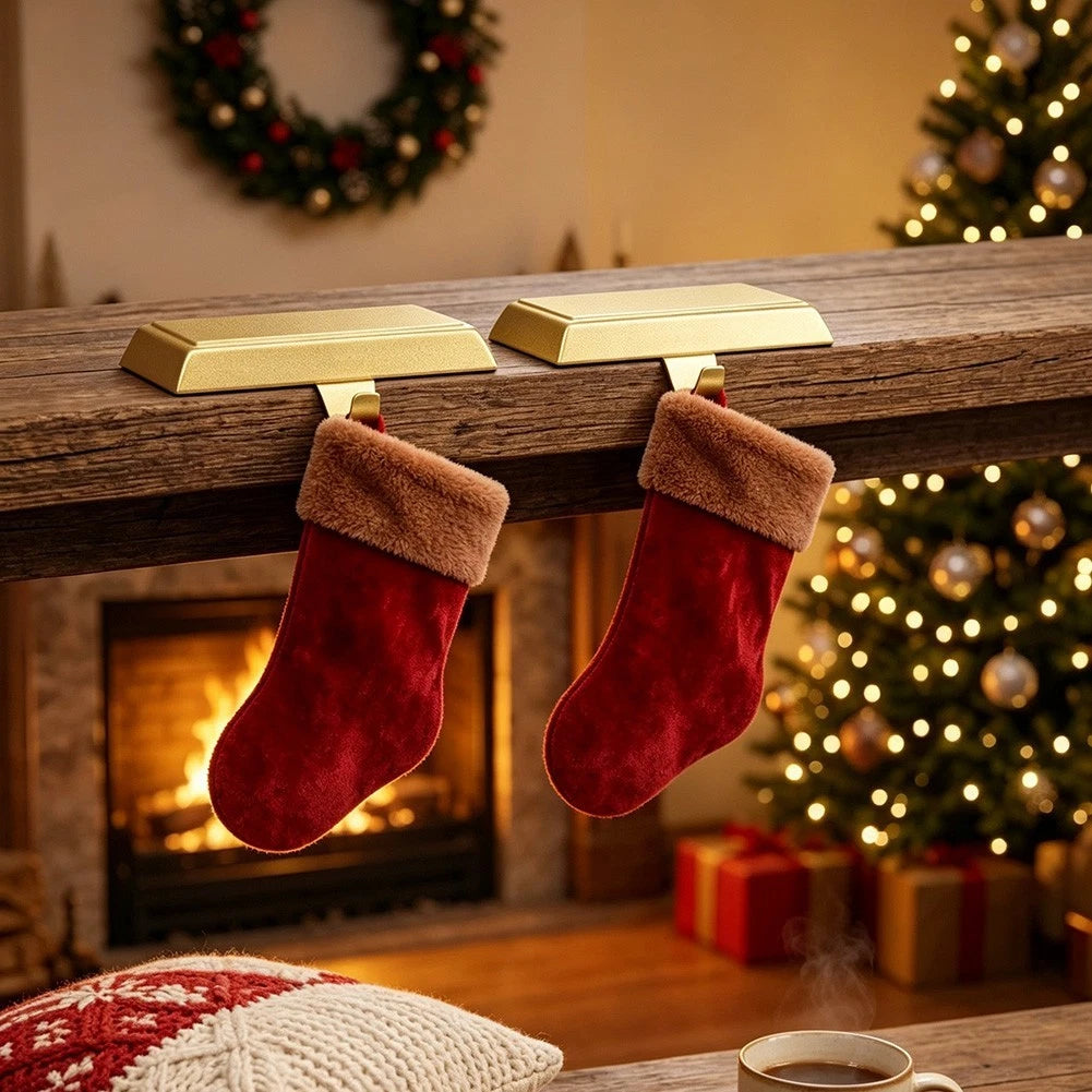 2 Pack Iron Stocking Holders for Mantel and Wreath Display