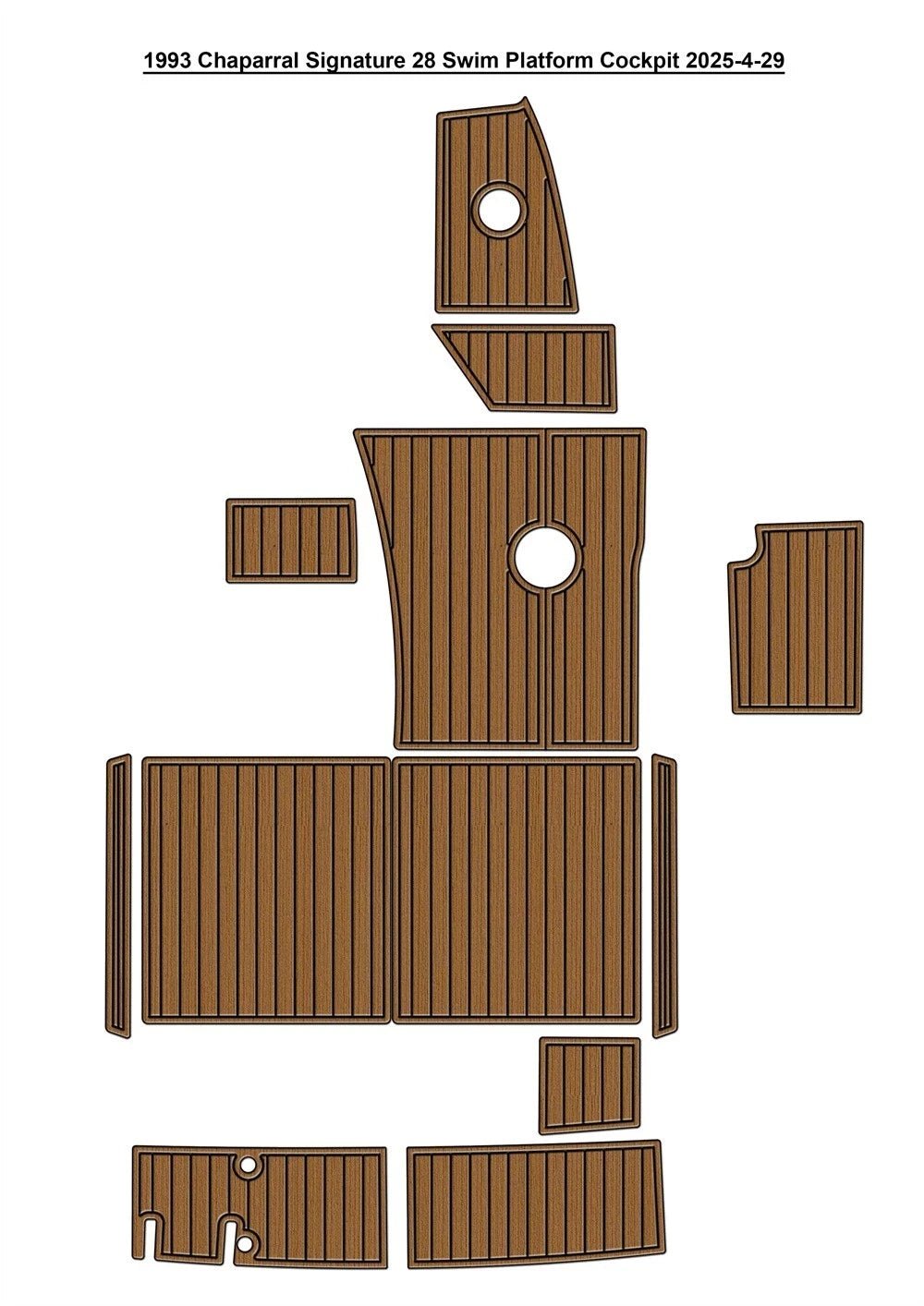 EVA Pads for Chaparral Signature 28 (1993) - Teak Deck Faux Flooring Mat