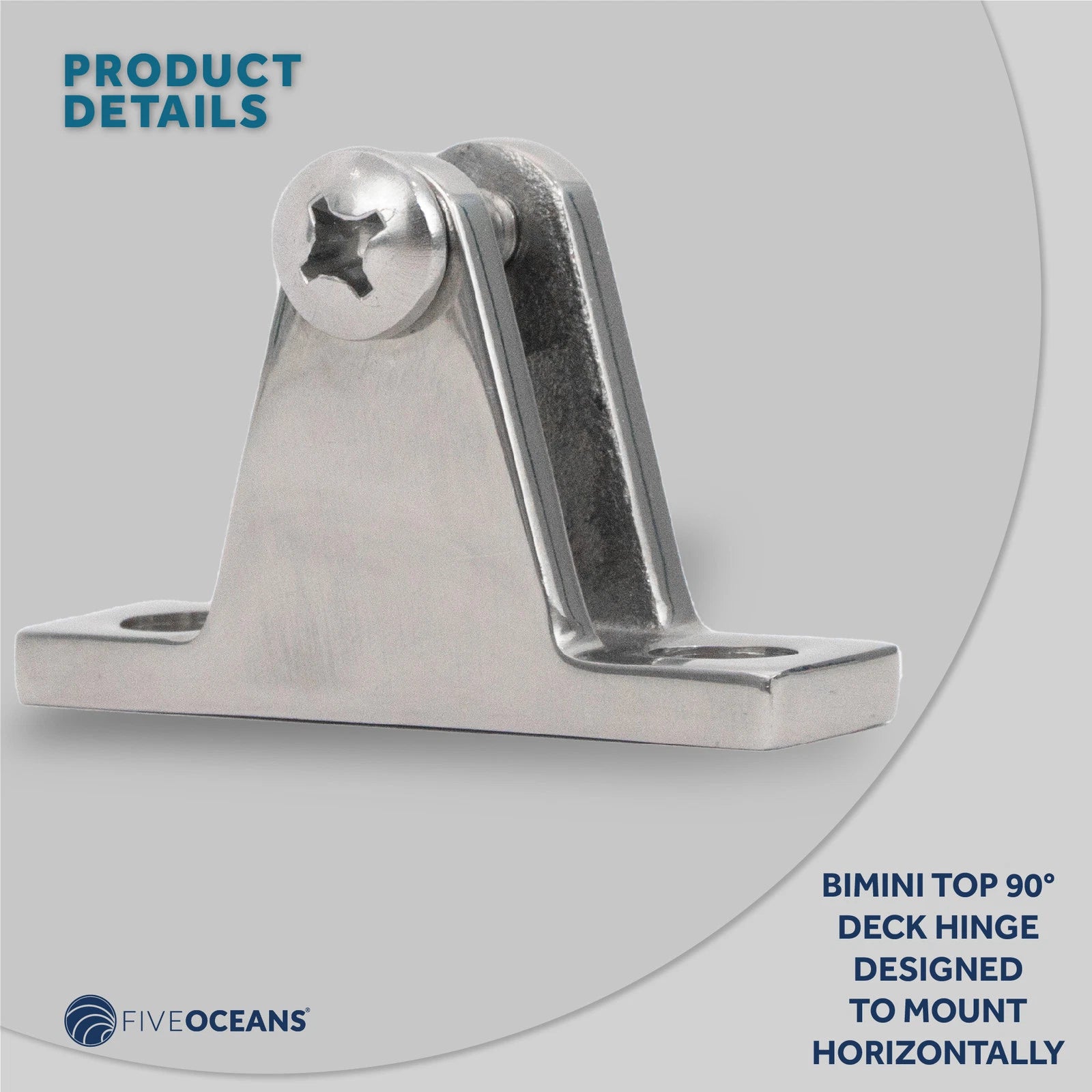 Bimini Top Hardware 90 Degree Deck Hinge with Screw Pin for Marine Use