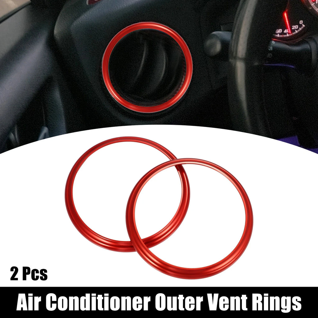 Air Conditioning Outer Vent Ring Trim Cover Set for Toyota Subaru (Red)