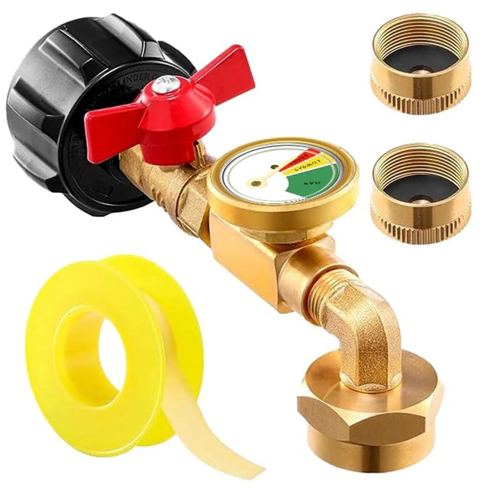 Color Coded Fuel Level Gauge for Propane Refill Elbow Adapter