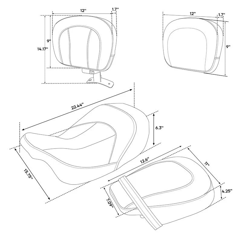 Seat Backrest for Harley Touring Road Glide King (2009–2023)