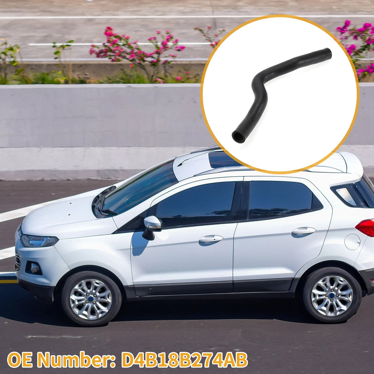 Radiator Hose for Ford Ecosport (2013–2024) No.D4B18B274AB Rubber Black