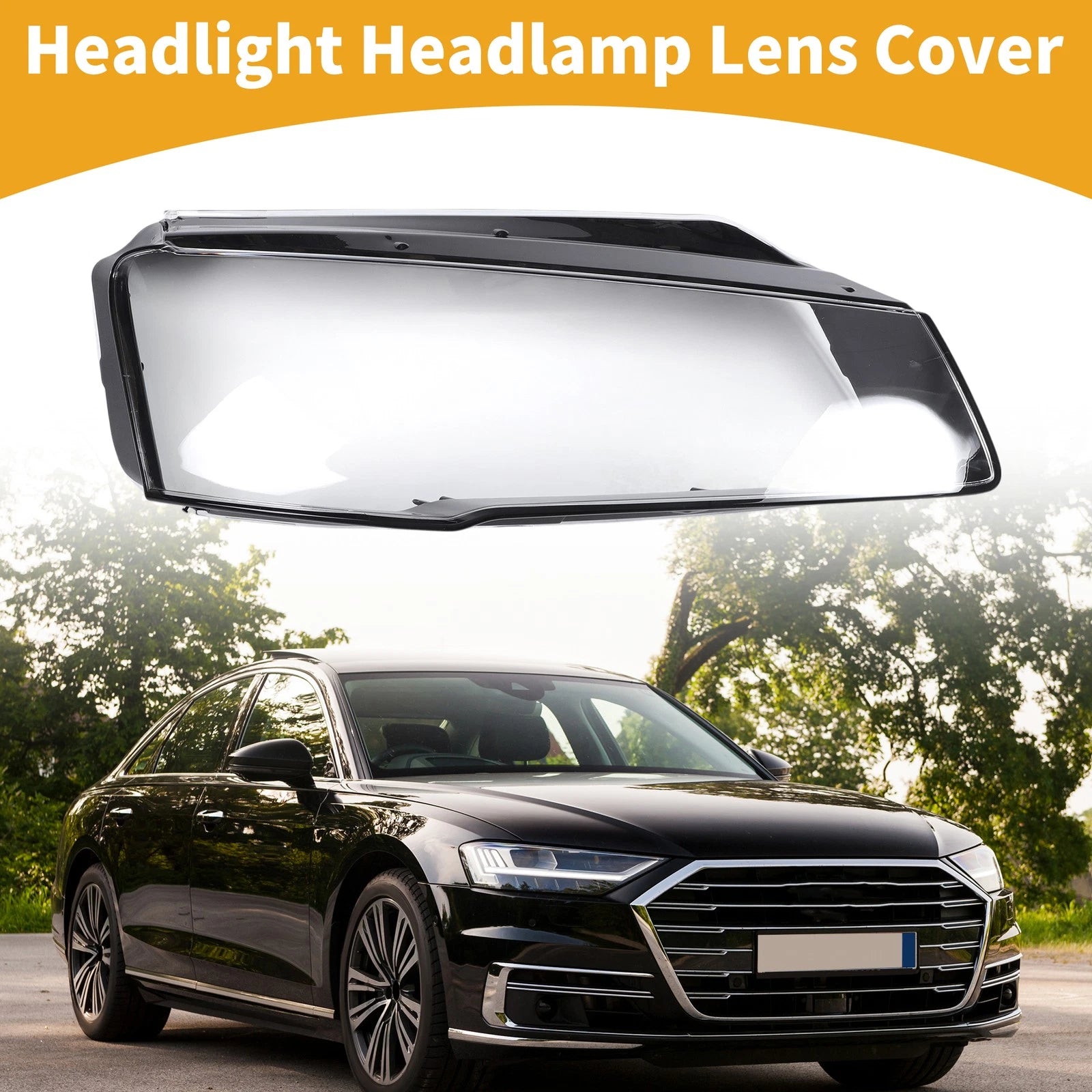 Headlight Lens Cover Front Right Replacement for Audi A8 (2014–2017)