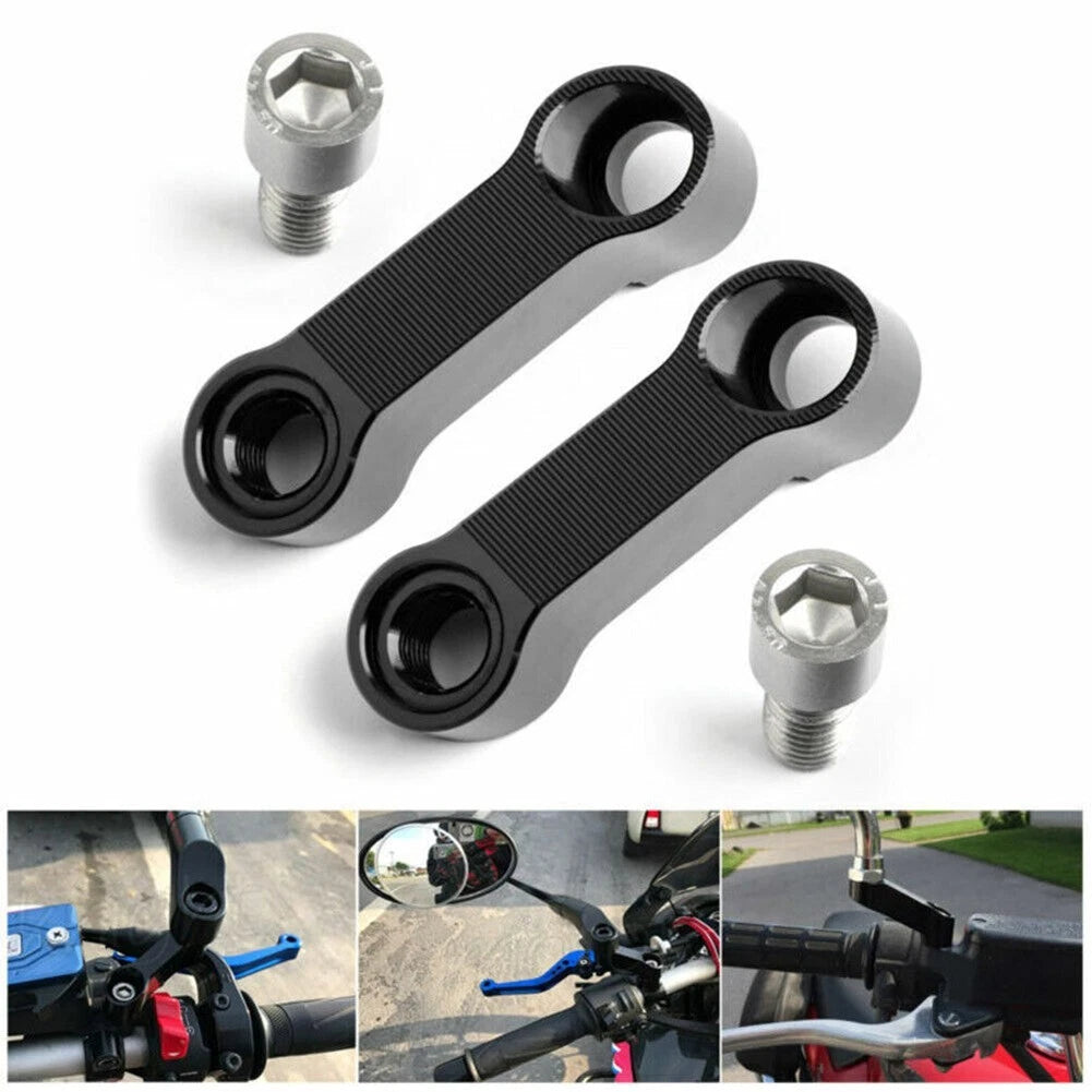2Pcs 10mm Rearview Mirror Mount Riser Extender for Motorcycle