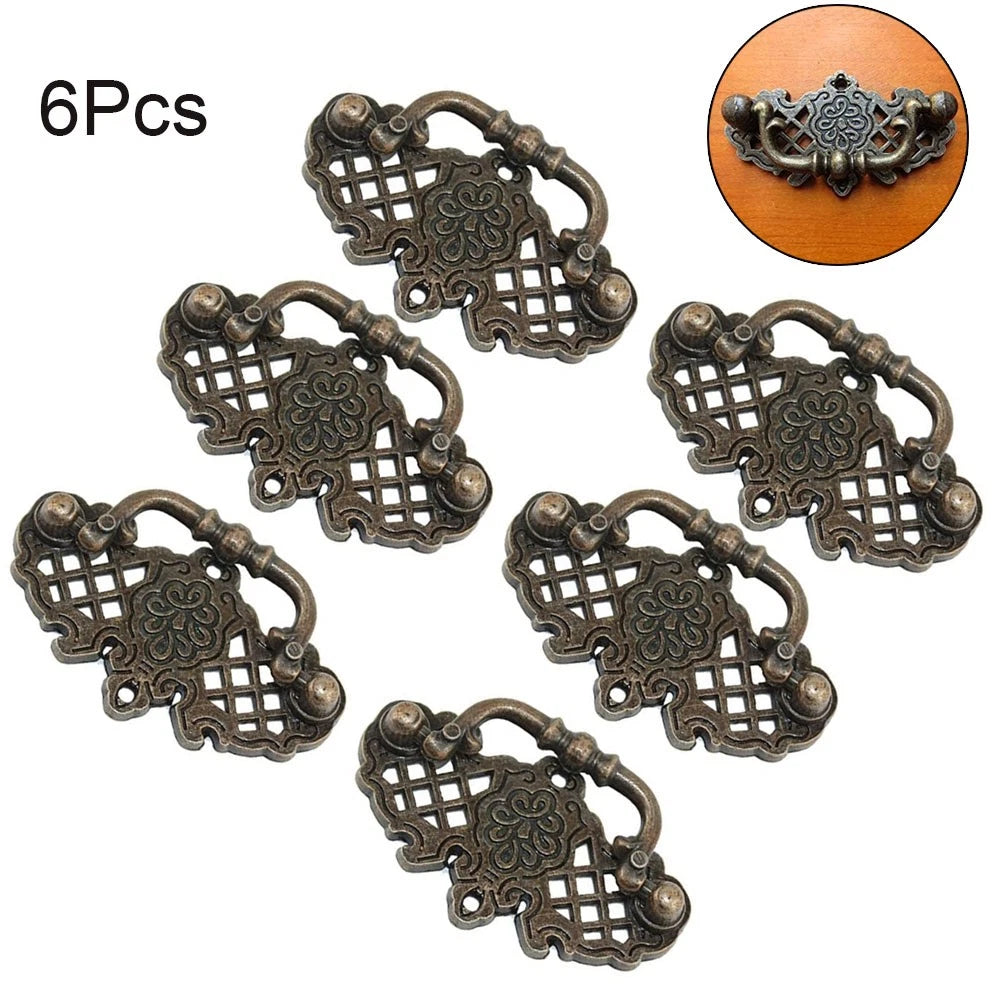 Set of 6 Vintage Door Pull Handles for Kitchen Cabinet Drawer (67mm x 38mm)