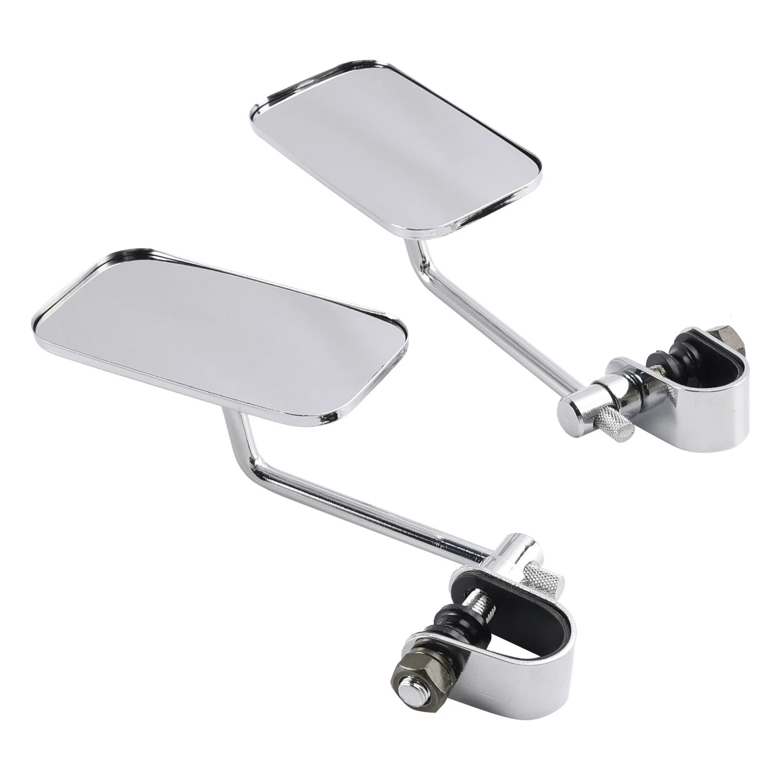 Chrome Rectangular Clamp On Mirrors for Yamaha XS650 SR400 SR500 W650 (1970–2023)