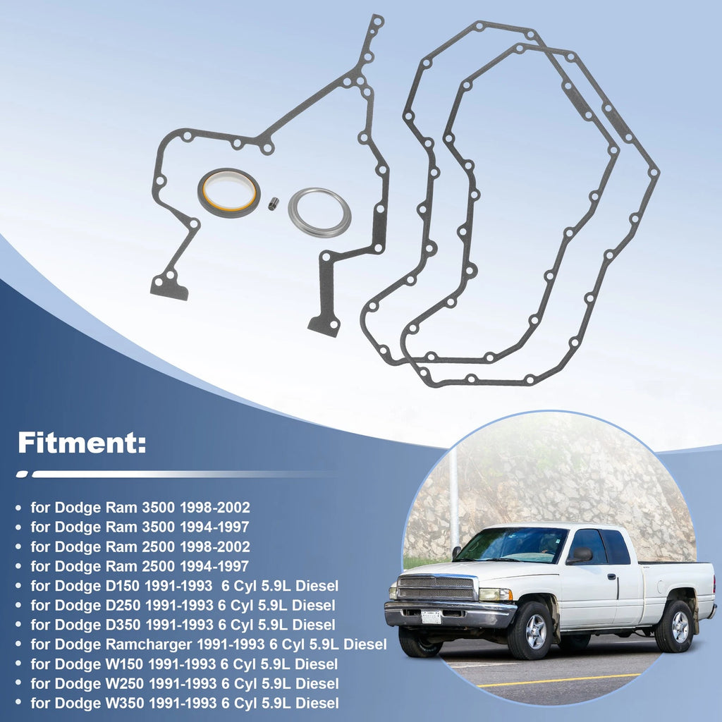 Engine Timing Cover Gasket Set Replacement for Dodge Ram 3.9L 6BT 5.9L (2007–2012)