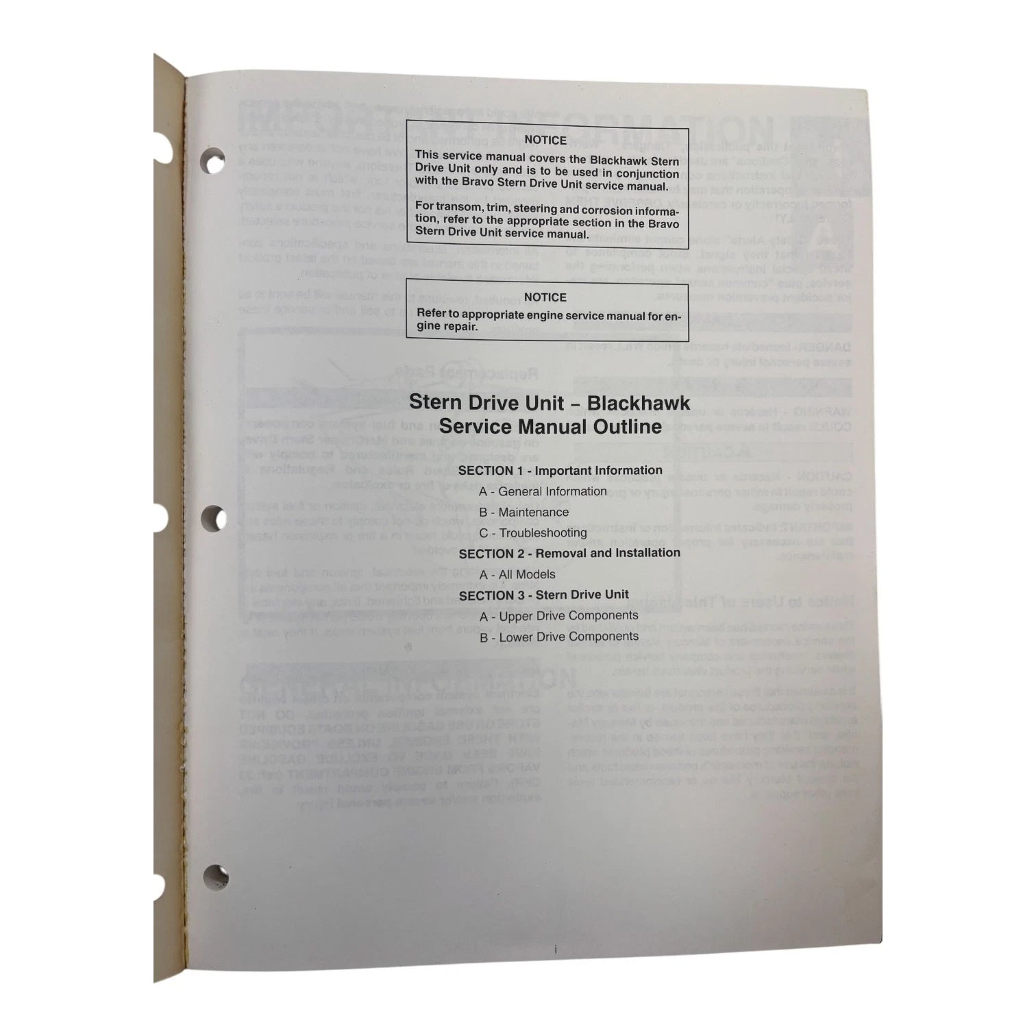 MerCruiser Blackhawk Stern Drive Unit Service Manual #20 (1994)