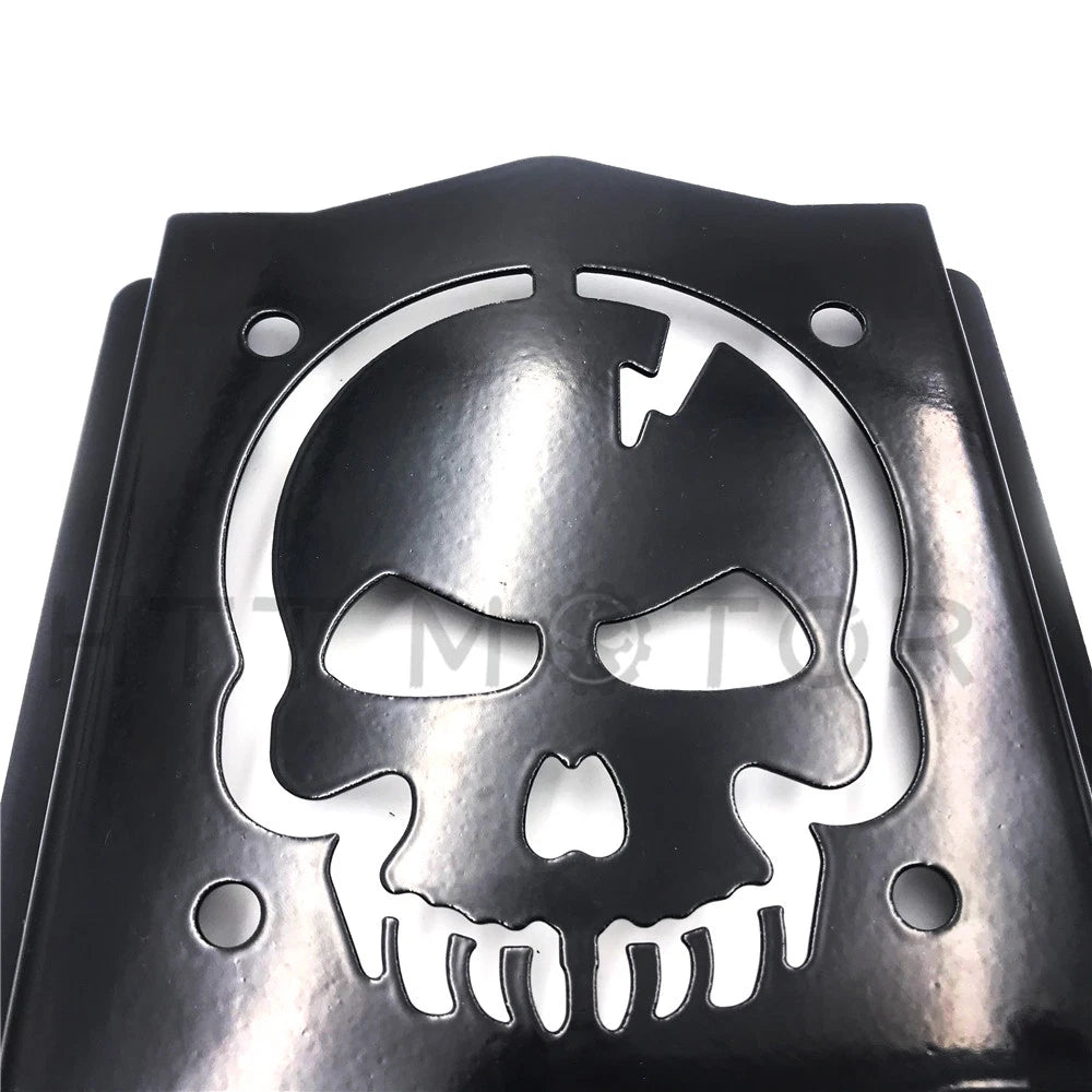 Skull Backrest Sissy Bar Plate for Universal Fit (Gloss Black)