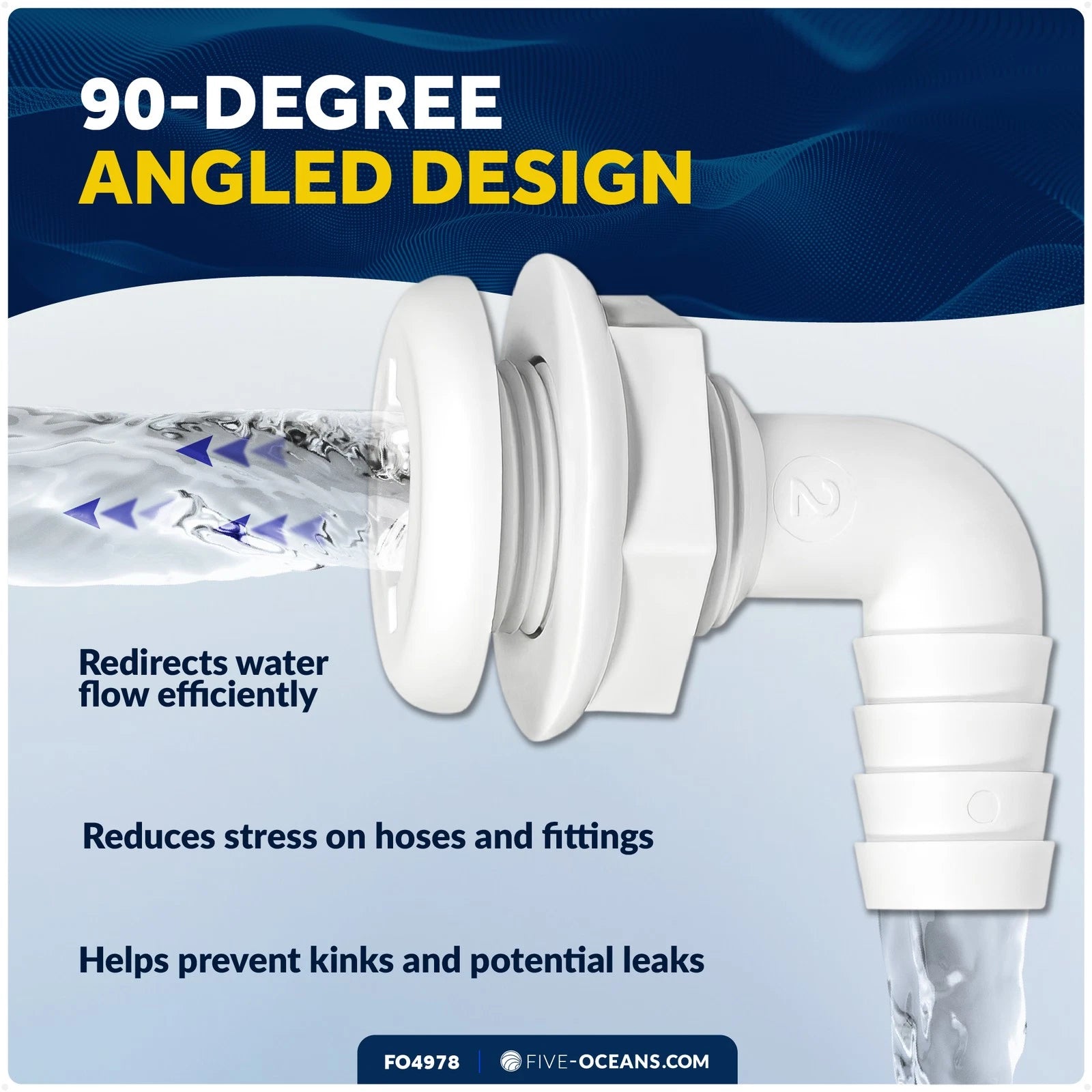 3/4" Angled Thru-Hull Fitting for Boat & Pontoon (FO4978)