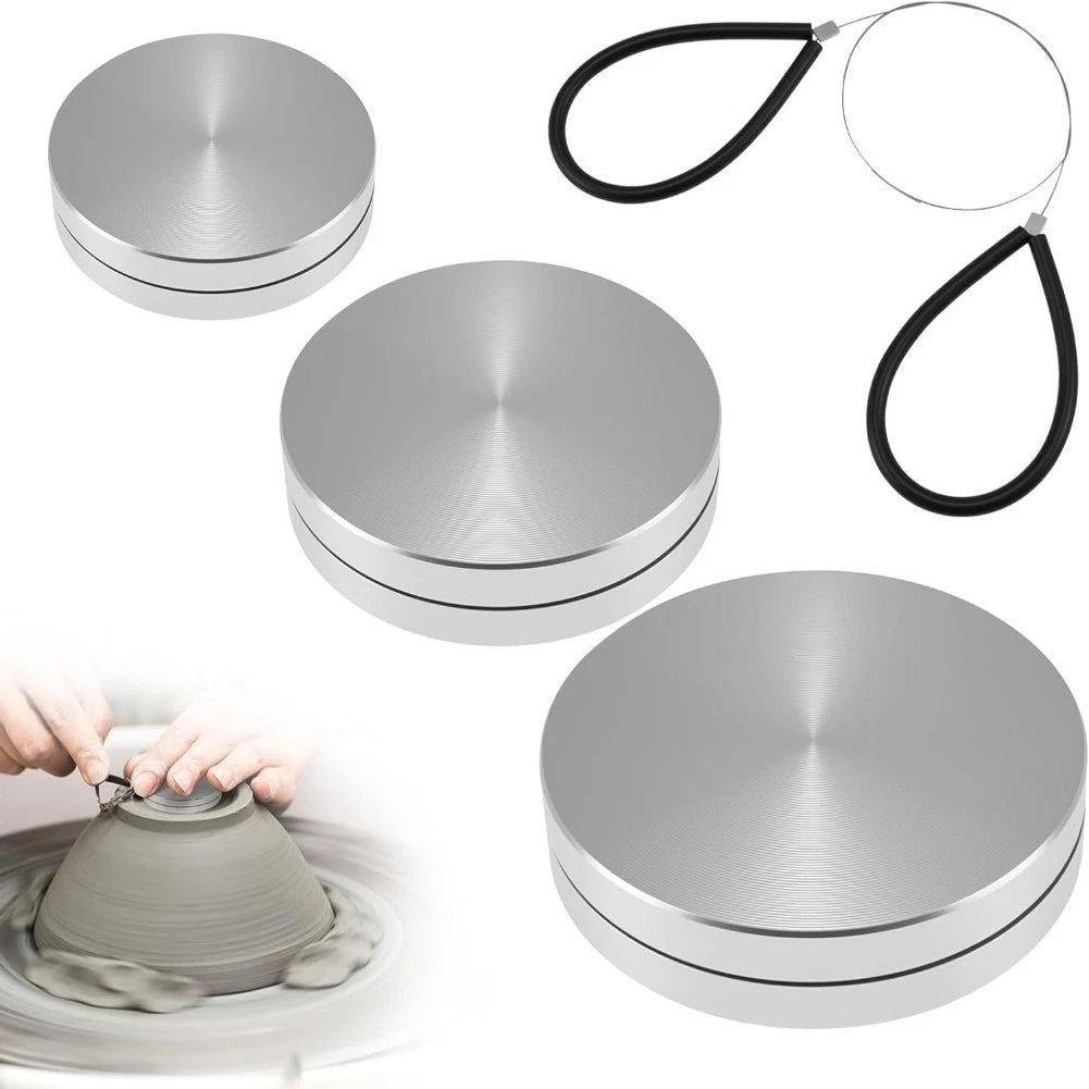 4 Piece Pottery Trimming Tool Set with Rotary Spinners and Cutting Wire