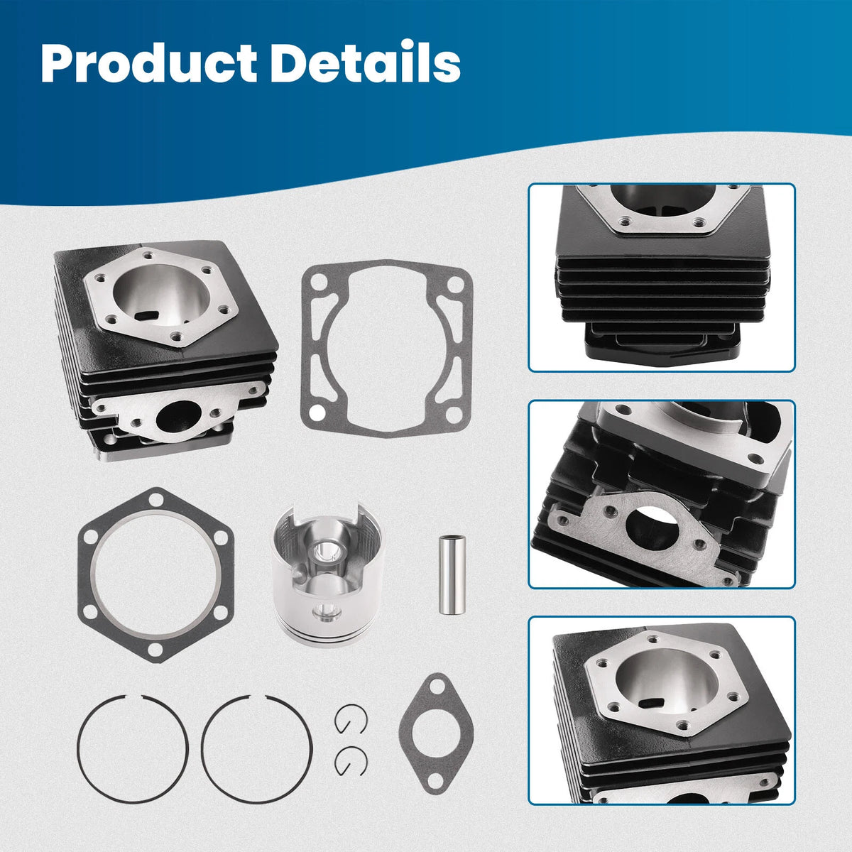Cylinder & Piston Rebuild Kit for EZGO 2 Cycle 244cc (1976–1988) | EC25-DS, 23415G1