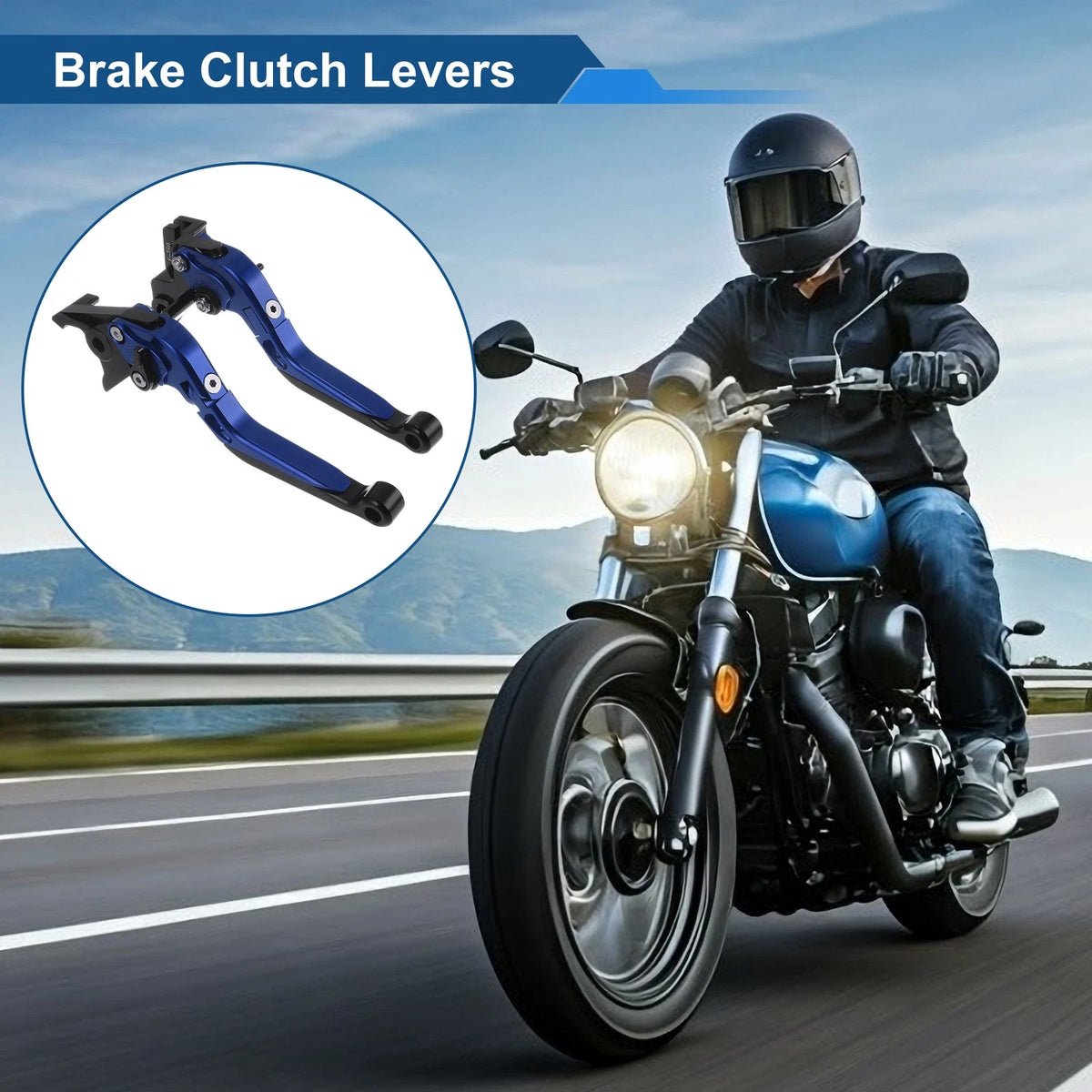 Adjustable Brake Clutch Levers for Kawasaki Vulcan S 650 (2015–2023) Blue Black