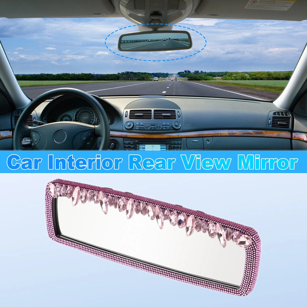 Interior Rearview Mirror Clip-On Rectangle Pink for Universal Fit (1 pcs)