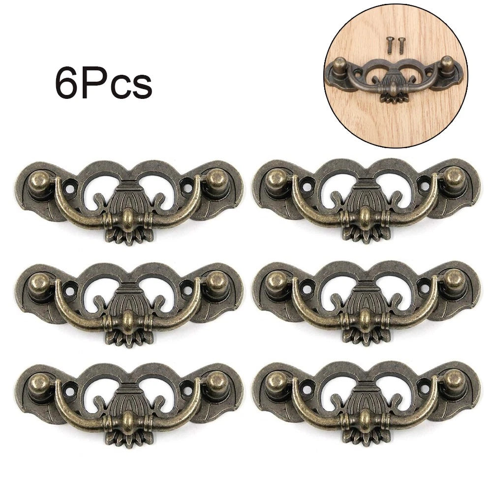 Set of 6 Antique European Door Drop Handle Drawer Knobs