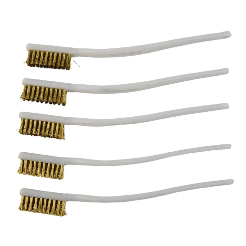 5X Plastic Handle Brass Wire Brush for Industrial Devices Polishing Cleaning