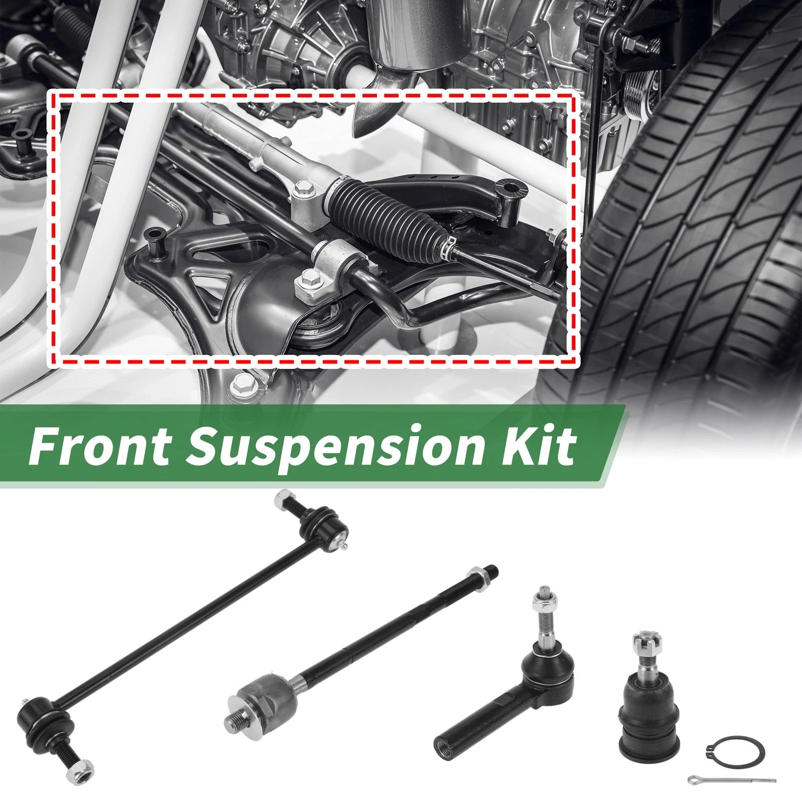 8pcs Front Suspension Kit Tie Rod End and Sway Bar Link for Dodge Caravan (2005–2010)