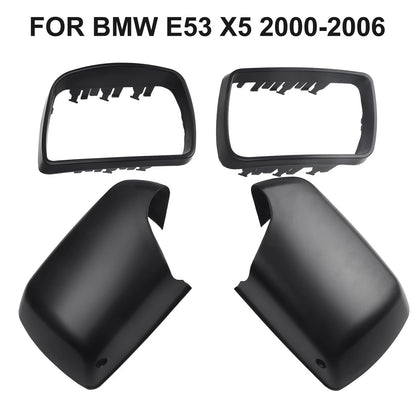 Set of 2 Wing Door Mirror Cover Caps + Trim Rings for E53 (2000–2006)