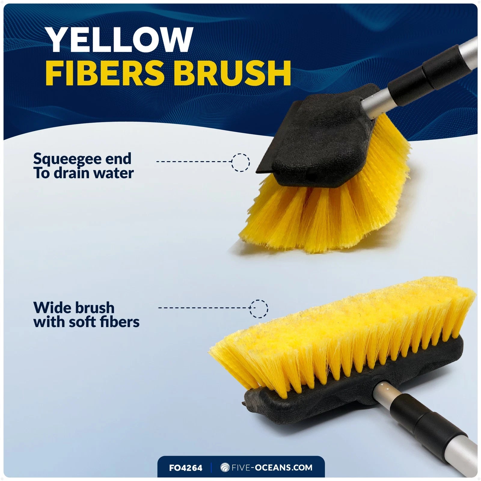 Boat Deck Brush with Aluminum Telescoping Shaft