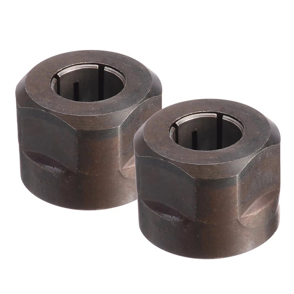 2X Collet Nut for Plunge Router 1/2" Metal 12.7mm Center Hole Black