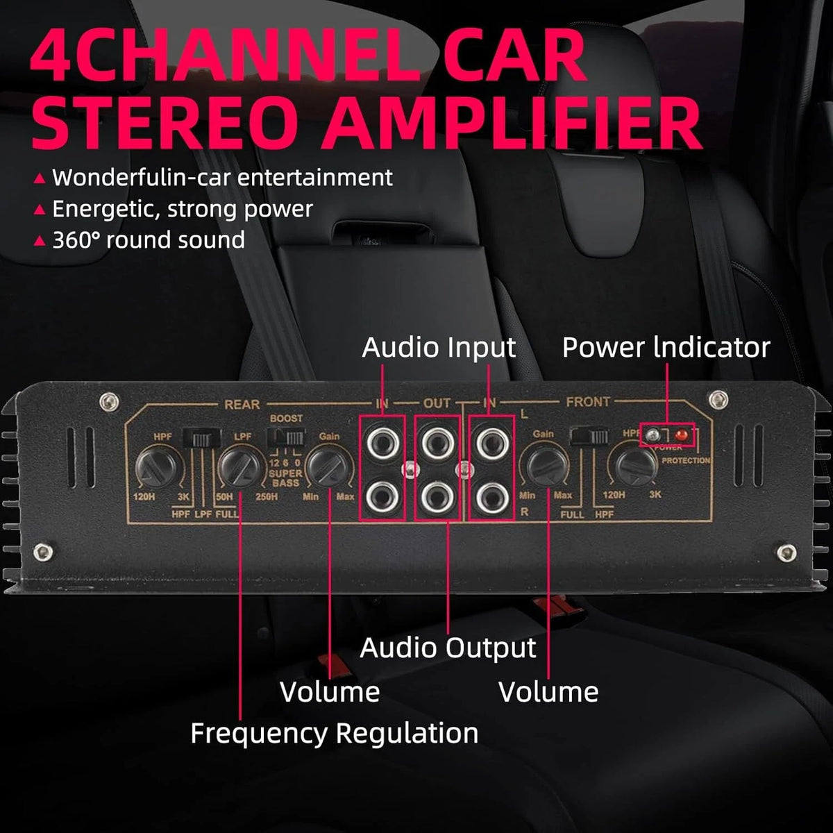 4-Channel 4500W Car Power Amplifier for Universal Vehicles