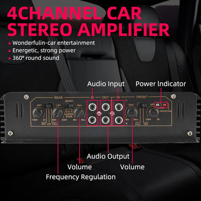 4-Channel 4500W Car Power Amplifier for Universal Vehicles