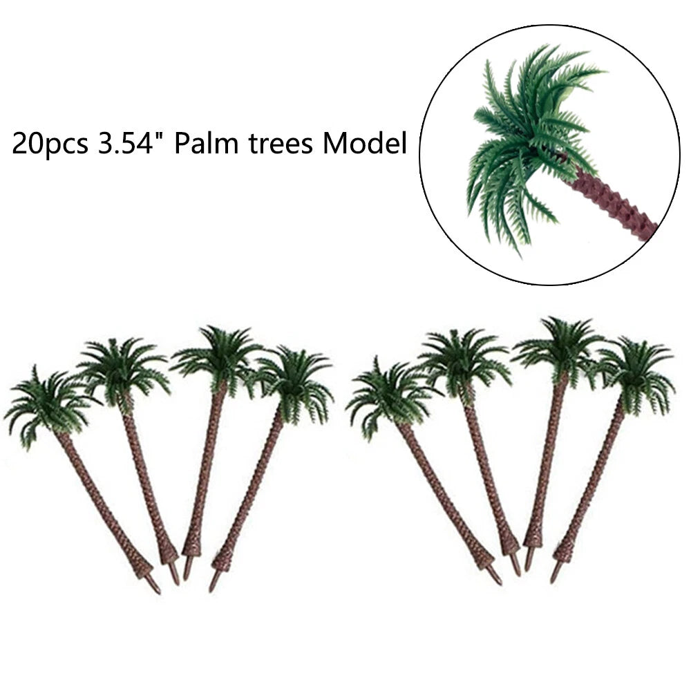 20pcs Coconut Palm Trees for Dioramas and Scenery