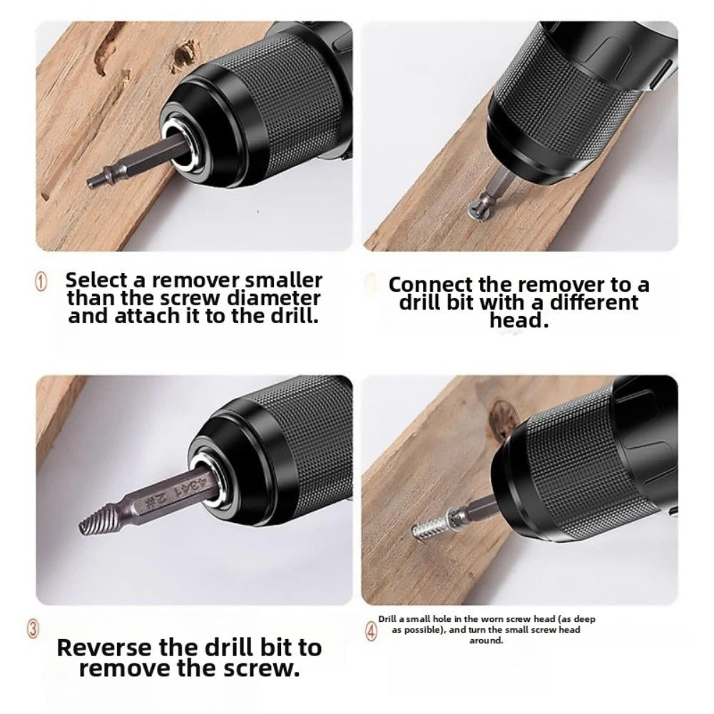4X Double Ended Screw Extractors for Easy Bolt Removal